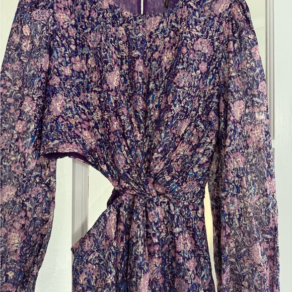 Maje Roletex Floral Long Sleeve Satin Cutout Minidress Size 36/4 - Picture 3 of 10
